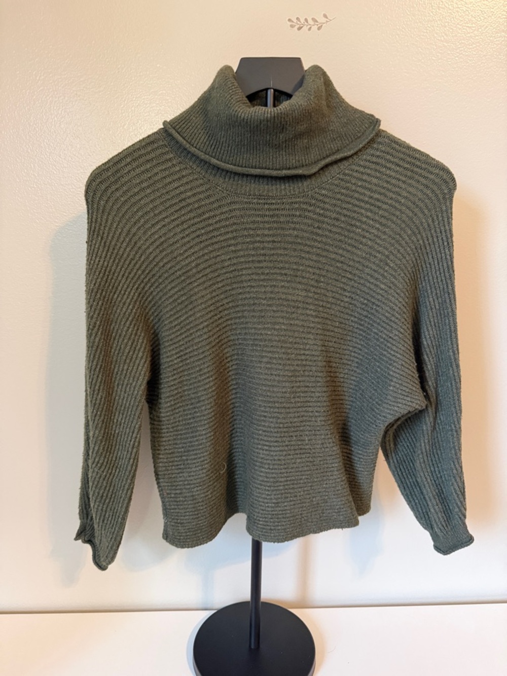 Poof Apparel Medium Olive Green Turtleneck Ribbed Women's Sweater